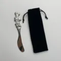 Edelstahl ButterMesser mit kreativem FigurenGriff und SamtBeutel für Tischdekoration - 420 Essmesser mit Schwarzem Beutel