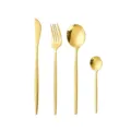 Set de couverts en acier inoxydable doré avec poignée texturée unique, élégant set de 4. - Set de 4 pièces / Or