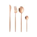 Set de couverts en acier inoxydable doré rose, couteau fourchette cuillère cuisine élégante - Set de 4 pièces / Or rose