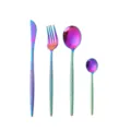 Set de couverts multicolore en acier inox avec manches martelés, couteau, fourchette et cuillères. - Set de 4 pièces / Coloré