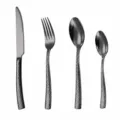 Tableau des tailles couverts inox, dimensions spécifications set couteau fourchette cuillère - Noir