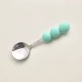 Macaron color three-bead stainless steel spoon, light green handle, portable cute dessert spoon. - Green Spoon