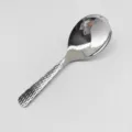304 stainless steel serving spoon with hammered handle design for home and hotel use. - Glossy Hammered Small