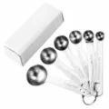 Kit de cuillères à mesurer en acier inoxydable de 6 pièces pour cuisine pâtisserie - Ensemble de 6 Cuillères à Mesurer (Boîte Blanche)