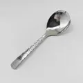 Stainless steel serving spoon with hammered handle, large soup spoon and dinner tableware. - Glossy Hammered Large