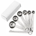 Set de 6 cuillères à mesure en acier inoxydable avec boîte, outils de cuisson précis pour café. - Ensemble de 7 Cuillères à Mesurer avec Règle (Boîte Blanche)