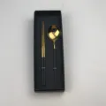 Set di bacchette e cucchiai in acciaio inossidabile nella scatola regalo elegante - Bacchette e Cucchiaio Oro Nero con Confezione Regalo