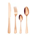 Rose gold stainless steel 4-piece cutlery set including knife, fork and spoons for dining. - Rose Gold