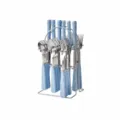 Set de couverts 24 pièces en acier inoxydable bleu avec poignées mignonnes et support. - Lame Argentée Poignée Bleue Polie à l'Eau