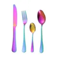 Rainbow stainless steel flatware set 4pcs titanium plated knife fork spoon kitchen tableware - Colorful