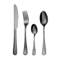 Black titanium coated stainless steel flatware set, 4-piece cutlery including knife and fork. - Black