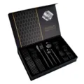 Coffret de 24 couverts en acier inoxydable noir dans une luxueuse boîte cadeau. - Noir