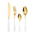 Stainless Steel Gold Cutlery Set White Handle 4-Piece Kitchen Tableware Fork Spoon - Platinum