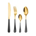 4-Piece Stainless Steel Cutlery Set Gold Black Kitchen Tableware Table Knife Fork Spoon - Black & Gold