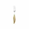 Stainless steel fork with luxury gold feather handle, elegant western dining utensil for home table. - Feather Handle Dinner Fork / Gold