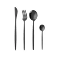 Black stainless steel cutlery set with unique textured handle, 4-piece modern western tableware. - Four-Piece Set / Black