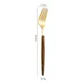Gold stainless steel dinner fork with wood grain handle elegant western tableware dining tool - Gold Dinner Fork