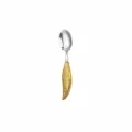 Stainless steel spoon with gold feather handle, 16x3.2cm elegant tableware for western dining. - Feather Handle Dessert Spoon / Gold