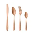 Ensemble de couverts 4 pièces en acier inoxydable or rose avec poignée en relief. - Ensemble 4 Pièces Or Rose