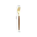 Gold western dining fork with wood grain handle, elegant cutlery for steak, dessert and meals. - Gold Tea Fork