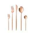 Stainless steel flatware set rose gold cutlery set with hammered handle textured tableware - Five-Piece Set / Rose Gold