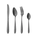 Black stainless steel cutlery set 4 pieces with embossed handle knife fork spoon table - Black 4-Piece Set