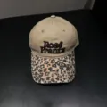 Amerikaanse vintage honkbalpet met luipaardprint rand en borduursel modieuze hoed - Verstelbaar / Khaki