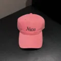 Ροζ κεντημένο καπέλο μπέιζμπολ με γράμμα Nice για γυναίκες και άνδρες, casual μοντέρνο. - Ρυθμιζόμενο / Ροζ