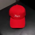 Κόκκινο καπέλο μπέιζμπολ με λευκό κέντημα Nice, casual στυλ για καθημερινή χρήση και μόδα. - Ρυθμιζόμενο / Μπορντό