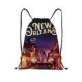 Sac à dos à cordon en polyester avec impression graphique de nuit de La Nouvelle-Orléans. - Style Vue Nocturne de La Nouvelle-Orléans (jiayingskd192)
