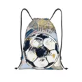 Sac à dos cordon en polyester avec motif ballon de football, sac de sport pour plein air. - Style Football Graffiti (jiayingskd194)