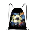 Sac a dos cordon en polyester avec motif graffiti de football, ideal pour le sport et les loisirs. - Style Lignes Abstraites Football (jiayingskd198)