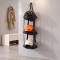 Multi-layer hanging storage bag for balls and toys, wall-mounted space-saving organizer. - Triple Layer / Black