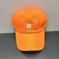 Orange baseball cap with white embroidered letter m, casual cotton curved brim sun hat for daily wear. - Adjustable / Orange