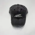 Verweerde denim baseballpet met geborduurde voorzijde, vintage streetwear stijl hoed voor uniseks. - Verstelbaar / Gewassen Zwart
