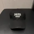 Zwarte katoenen honkbalpet met witte borduurwerk Paris French logo casual stijl hoed - Verstelbaar / Zwart