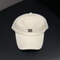 Witte honkbalpet met zwarte driebalks borduurwerk casual zonnehoed voor dagelijks - Verstelbaar / Beige
