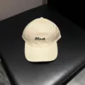 Beige baseball cap for women and men, featuring stylish black embroidery letter design for casual wear. - Adjustable / Beige