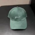 Green baseball cap detail view, stylish embroidered letter design casual sun hat - Adjustable / Dark Green