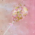 Clear confetti cake topper balloon with pink gold dots for birthday party dessert decor - Balloon / Pink