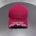 Cappellino da baseball ricamato e slavato bordeaux, con testo frontale e stile casual. - Regolabile / Bordeaux