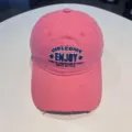 Roze geborduurde honkbalpet met WELCOME ENJOY tekst, trendy streetwear hoedje. - Roze