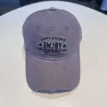 Distressed vintage baseball cap with stylish embroidery, casual cotton hat for daily wear. - Gray