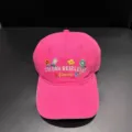 Roze honkbalpet voor dames in Koreaanse stijl, zomerse geborduurde bloemen petje. - Rozerood