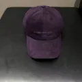 Purple corduroy baseball cap with embroidered letters, soft top casual hat for daily wear. - Adjustable / Purple