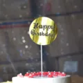 Goldener runder Geburtstag Kuchen Topper Laser Acryl Party Backen Dekoration Einsteckkarte - Holografisches Gold