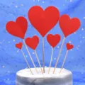 7 Stk. Rote Herz Kuchen Topper Romantische Geburtstag Hochzeit Antrag Party Dekoration Einsätze - 7-Teiliges Set / Rot