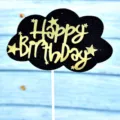 Schwarzer Kuchenaufsatz Wolke mit goldenem Glitzer Text fur Geburtstag Party Dekoration - Schwarz