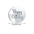 Garniture de gâteau acrylique Happy Birthday vue détail, miroir argenté, déco 2 pouces. - Style Anniversaire 2 / Argent