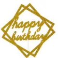 Gold Glitzer Happy Birthday Kuchenstecker geometrisch quadratisch Tortenaufsatz - Kleines Quadrat / Gold